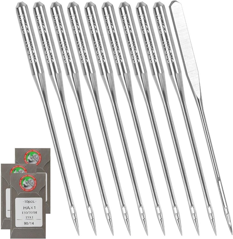 APACALI 30Pcs Embroidery Needles for Brother Size 90/14 130/705H HAx1 Embroidery Machine Needles Sewing Needles for Brother Embroidery Machine (3 Pack of 10 Needles) - Image 1